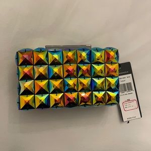 BCBGMAXAZRIA Lulu Oil Wash Multi Color Crystal Clutch